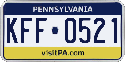 PA license plate KFF0521