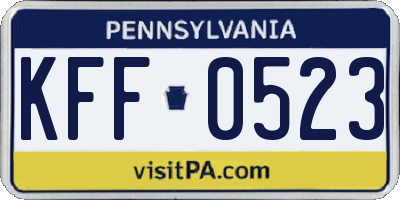 PA license plate KFF0523
