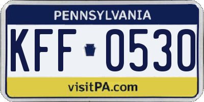 PA license plate KFF0530