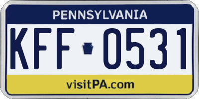 PA license plate KFF0531