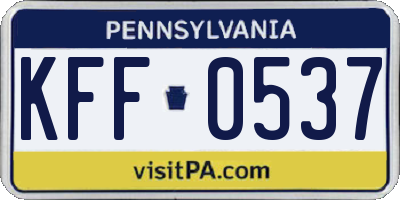 PA license plate KFF0537