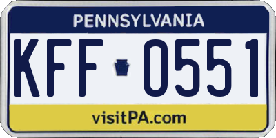 PA license plate KFF0551
