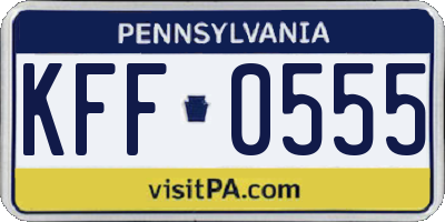 PA license plate KFF0555