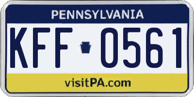 PA license plate KFF0561