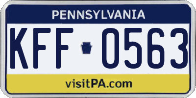 PA license plate KFF0563