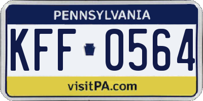 PA license plate KFF0564