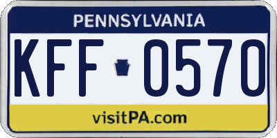 PA license plate KFF0570