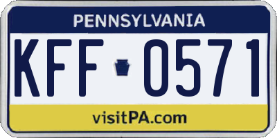 PA license plate KFF0571