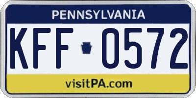 PA license plate KFF0572