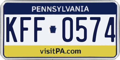 PA license plate KFF0574