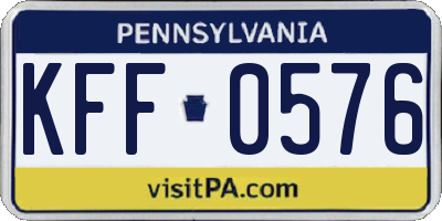 PA license plate KFF0576