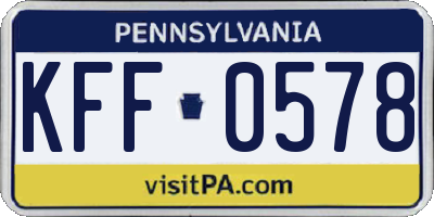 PA license plate KFF0578