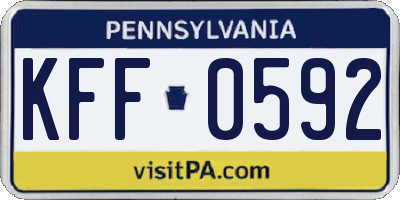 PA license plate KFF0592
