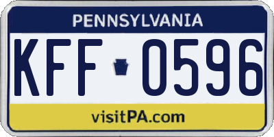 PA license plate KFF0596