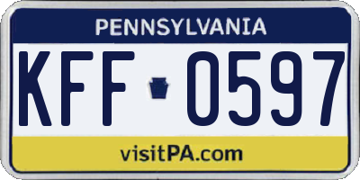 PA license plate KFF0597