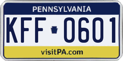 PA license plate KFF0601