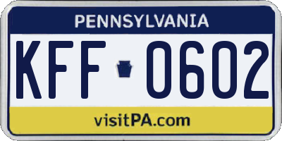 PA license plate KFF0602