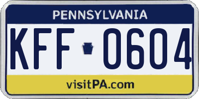 PA license plate KFF0604
