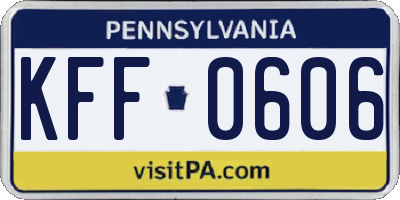 PA license plate KFF0606