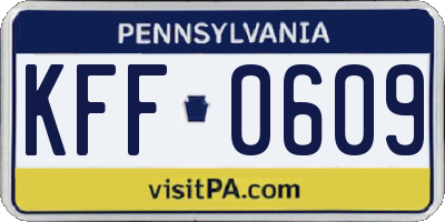 PA license plate KFF0609