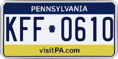 PA license plate KFF0610