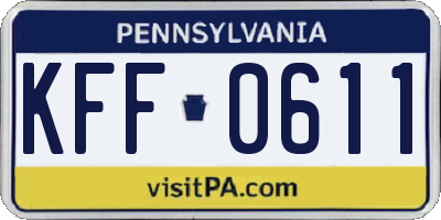 PA license plate KFF0611
