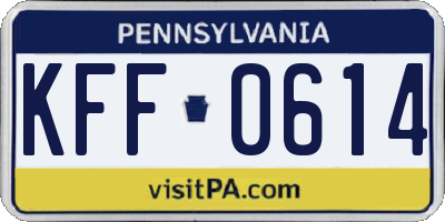 PA license plate KFF0614