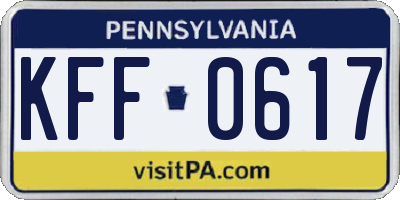 PA license plate KFF0617