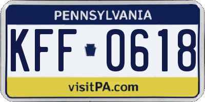 PA license plate KFF0618
