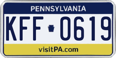 PA license plate KFF0619