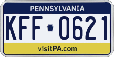 PA license plate KFF0621