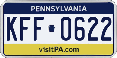 PA license plate KFF0622