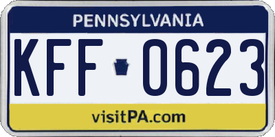 PA license plate KFF0623