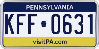 PA license plate KFF0631