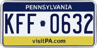 PA license plate KFF0632