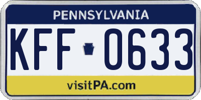 PA license plate KFF0633