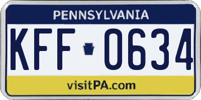 PA license plate KFF0634