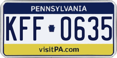 PA license plate KFF0635