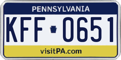 PA license plate KFF0651