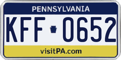 PA license plate KFF0652