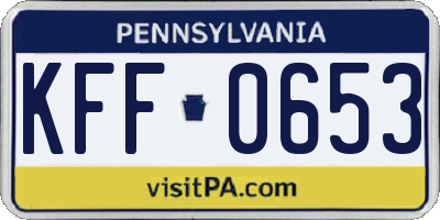 PA license plate KFF0653