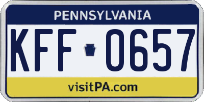 PA license plate KFF0657