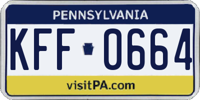 PA license plate KFF0664