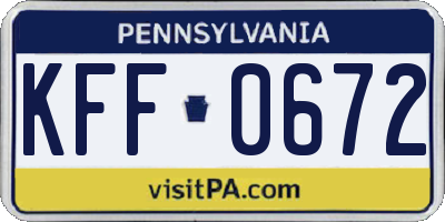 PA license plate KFF0672