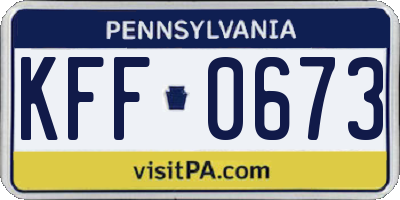 PA license plate KFF0673