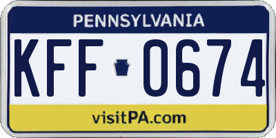 PA license plate KFF0674