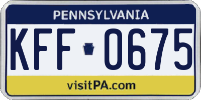 PA license plate KFF0675