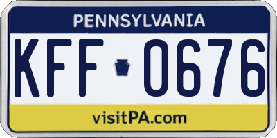 PA license plate KFF0676