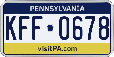 PA license plate KFF0678