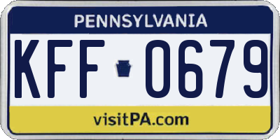 PA license plate KFF0679